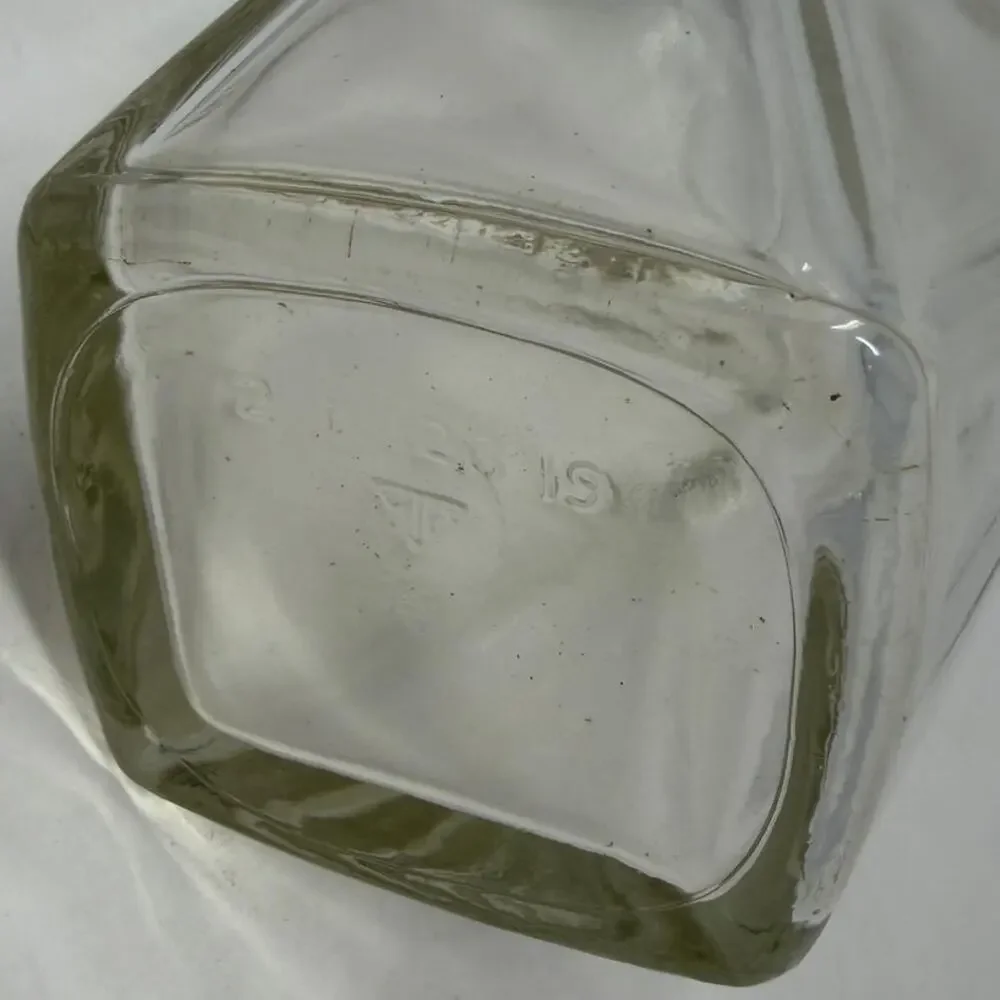 Vintage Oblong Diamond Cut Whiskey Decanter Tight Fit Plastic & Cork Stopper